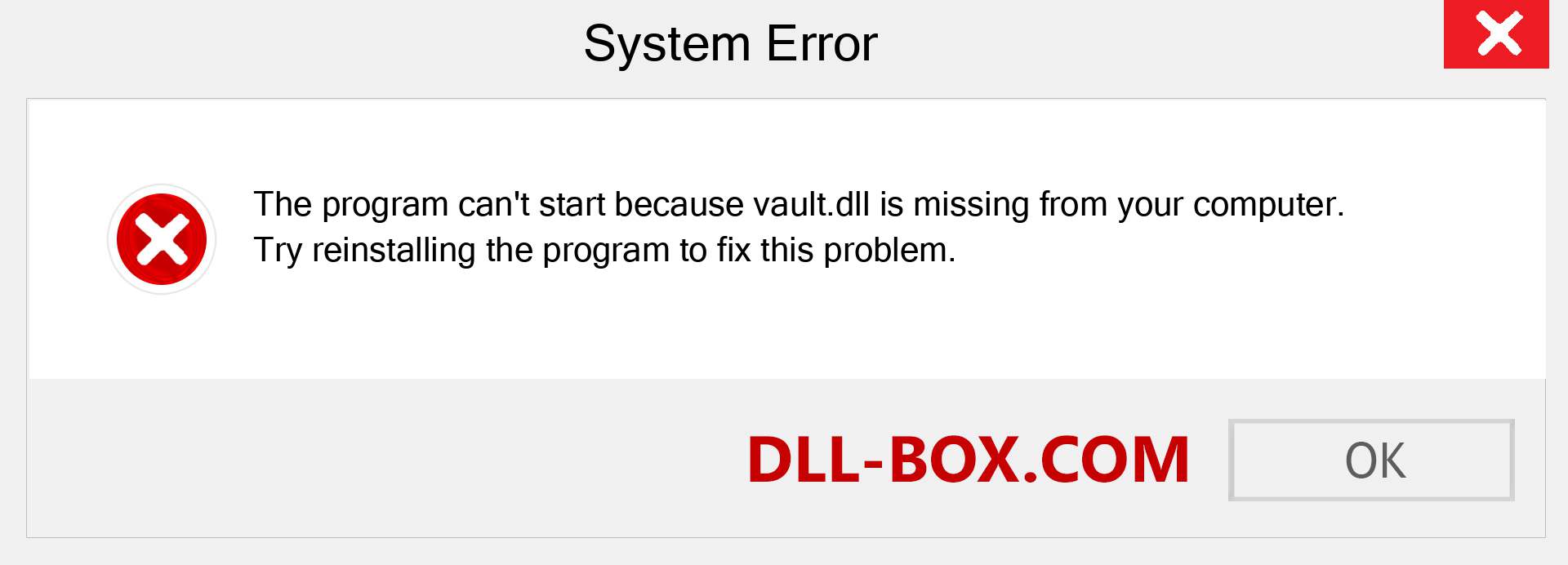  vault.dll file is missing?. Download for Windows 7, 8, 10 - Fix  vault dll Missing Error on Windows, photos, images